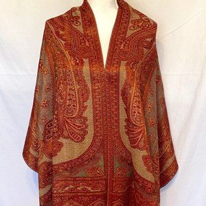 NWT! BIKO Women Large Scarf Wrap Stole Maroon Mix Acrylic Scarf Shawl ~74" x 26"